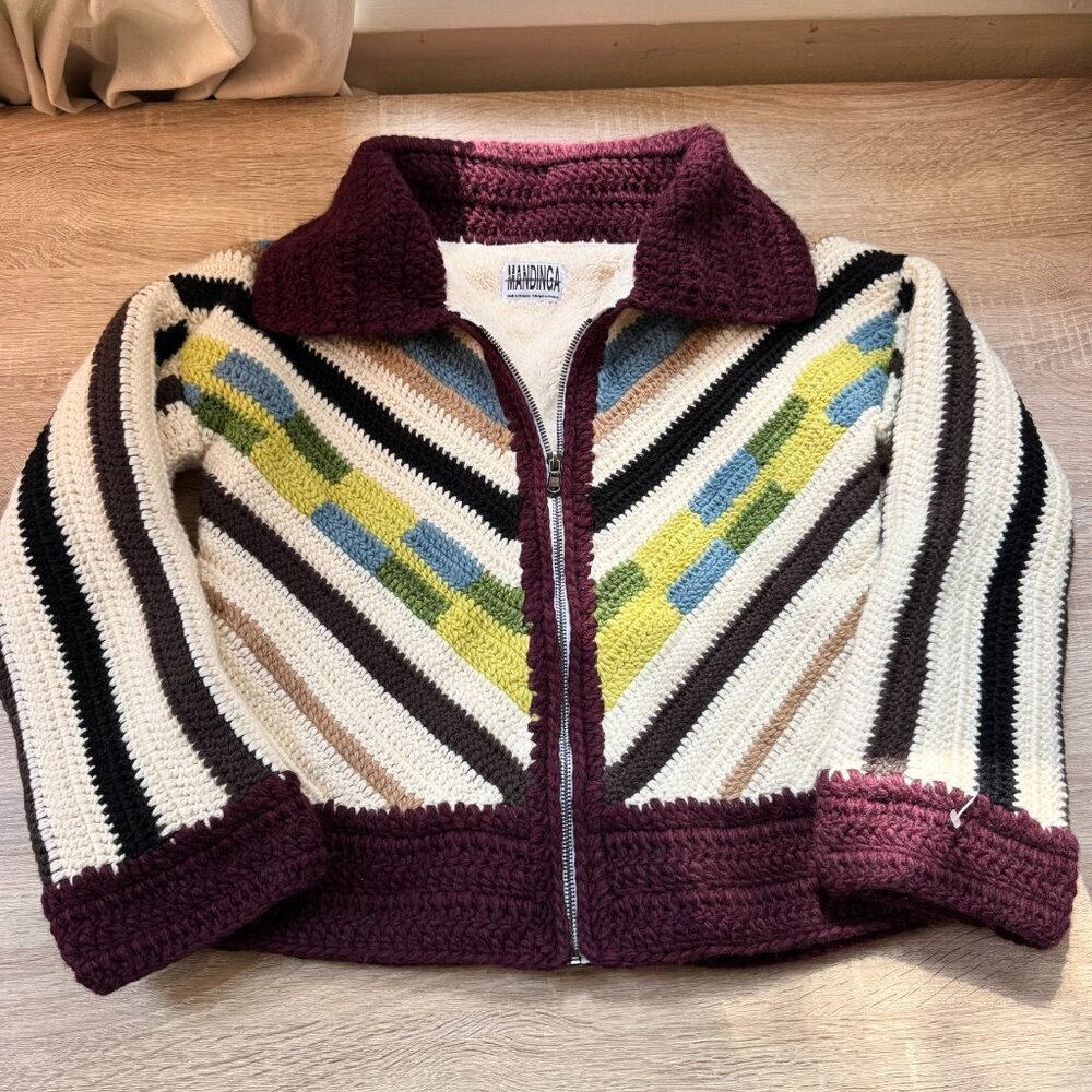 Mandinga Suzia Crochet Sweater Jacket Wool Multicolor Size Small